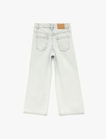 Pamuklu Normal Bel Zımba Detaylı Geniş Paça Denim Pantolon - Wide Leg Jeans