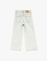 Pamuklu Normal Bel Zımba Detaylı Geniş Paça Denim Pantolon - Wide Leg Jeans