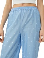 Pamuklu Pijama Altı Düz Paça Beli Lastikli Nakışlı
