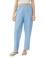 Pamuklu Pijama Altı Düz Paça Beli Lastikli Nakışlı