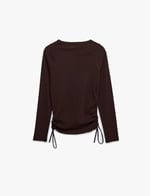 Pamuklu Slim Fit Uzun Kollu Bisiklet Yaka Yanları Büzgülü Bağlamalı Tişört - Bedenler: M, L, XXL
