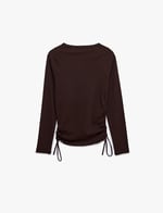 Pamuklu Slim Fit Uzun Kollu Bisiklet Yaka Yanları Büzgülü Bağlamalı Tişört - Bedenler: M, L, XXL