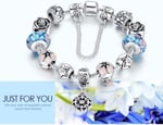Pandora Tarz, Yeni Trend, Mavi Taşlı Charm Bileklik, Ahşap Kutu Içerisinde, Yeni Yıl, Yılbaşı Hediye takıNM322