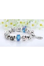 Pandora Tarz, Yeni Trend, Mavi Taşlı Charm Bileklik, Ahşap Kutu Içerisinde, Yeni Yıl, Yılbaşı Hediye takıNM322