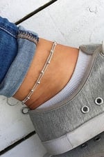 Papatya Silver 925 Ayar dorica toplu çift sarma zincir gümüş halhal