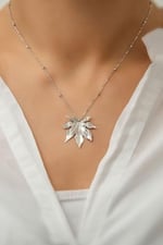Papatya Silver 925 Ayar Gümüş Çınar Yaprağı Kolye