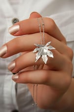 Papatya Silver 925 Ayar Gümüş Çınar Yaprağı Kolye