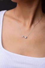 Papatya Silver 925 Ayar Gümüş Rodyum Kaplama Beyaz Opal Taşlı Lale Kolye