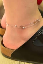 Papatya Silver 925 Ayar Gümüş Rose Kaplama Taşlı Yıldız Halhal