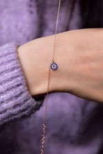 Papatya Silver 925 Ayar Gümüş Rose Kaplama Zirkon Taşlı Nazar Boncuğu Bileklik