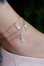 Papatya Silver 925 Ayar Rose Altın Kaplama Ananas Gümüş Halhal