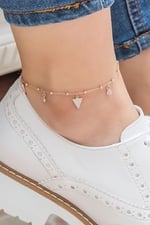 Papatya Silver 925 Ayar Sallantılı Üçgen Piramit Ve Atom Taşlı Dorica Gümüş Halhal