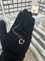 Papatya Silver Ay Yıldız Figürlü Rose Altın Kaplama Nano Zirkon Kolye