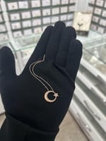 Papatya Silver Ay Yıldız Figürlü Rose Altın Kaplama Nano Zirkon Kolye