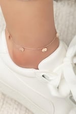 Papatya Silver Yonca Halhal. Yonca Pullu Rose Altın Kaplam 925 Ayar Gümüş Halhal Uvps800004