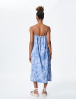 Parachute Maxi Dress Halter Neck Drawstring at Hem Pockets Tie-Dye Patterned