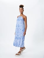 Parachute Maxi Dress Halter Neck Drawstring at Hem Pockets Tie-Dye Patterned