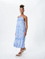 Parachute Maxi Dress Halter Neck Drawstring at Hem Pockets Tie-Dye Patterned