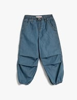 Paraşüt Kot Pantolon Pamuklu Beli Lastikli Cepli - Parachute Jean