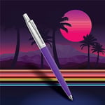 PARKER Jotter Originals Tükenmez Kalemler | Retrowave Koleksiyonu | Vermilion Kırmızı ve İndigo Moru | Mavi Mürekkep | Orta Nokta | 2 Adet