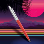 PARKER Jotter Originals Tükenmez Kalemler | Retrowave Koleksiyonu | Vermilion Kırmızı ve İndigo Moru | Mavi Mürekkep | Orta Nokta | 2 Adet