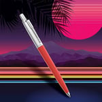 PARKER Jotter Originals Tükenmez Kalemler | Retrowave Koleksiyonu | Vermilion Kırmızı ve İndigo Moru | Mavi Mürekkep | Orta Nokta | 2 Adet
