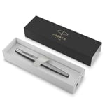 Parker Jotter Paslanmaz Çelik Krom Tasarımlı Dolma Kalem, Orta Kalınlıkta Uç, Mavi Mürekkep