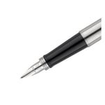 Parker Jotter Paslanmaz Çelik Krom Tasarımlı Dolma Kalem, Orta Kalınlıkta Uç, Mavi Mürekkep