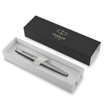 Parker Jotter Paslanmaz Çelik Krom Tasarımlı Dolma Kalem, Orta Kalınlıkta Uç, Mavi Mürekkep