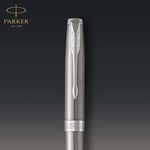 PARKER Sonnet Paslanmaz Çelik Krom Tasarımlı Tükenmez Kalem, Orta Kalınlıkta Uç, Mavi Mürekkep
