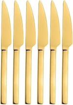 Parlak Gold Pasta Ve Tatlı Bıçağı Seti, Paslanmaz Çelik Kahvaltı Bıçak Seti 6 Adet