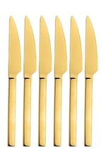 Parlak Gold Pasta Ve Tatlı Bıçağı Seti, Paslanmaz Çelik Kahvaltı Bıçak Seti 6 Adet