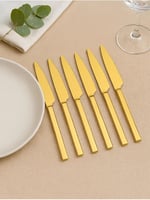 Parlak Gold Pasta Ve Tatlı Bıçağı Seti, Paslanmaz Çelik Kahvaltı Bıçak Seti 6 Adet