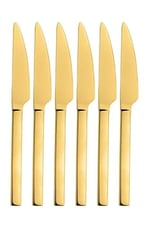 Parlak Gold Pasta Ve Tatlı Bıçağı Seti, Paslanmaz Çelik Kahvaltı Bıçak Seti 6 Adet