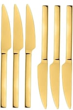 Parlak Gold Pasta Ve Tatlı Bıçağı Seti, Paslanmaz Çelik Kahvaltı Bıçak Seti 6 Adet