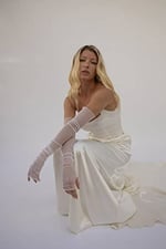Parti Eldiveni Beyaz Transparan Parmaksız Gelin Eldiveni Nikah Eldiveni