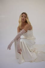 Parti Eldiveni Beyaz Transparan Parmaksız Gelin Eldiveni Nikah Eldiveni