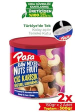 Paşa Çiğ Karışık Kuruyemiş, Kapaklı Teneke Kutu, 2x150 gr, Badem, Fındık, Kaju, Kuru Üzüm ve Turna Yemişi