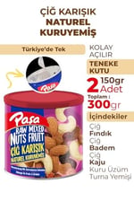 Paşa Çiğ Karışık Kuruyemiş, Kapaklı Teneke Kutu, 2x150 gr, Badem, Fındık, Kaju, Kuru Üzüm ve Turna Yemişi