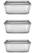 Pasabahce frigo kapaklı kahvaltılık - tereyağlık peynirlik 3 lü set