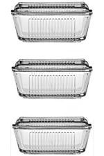 Pasabahce frigo kapaklı kahvaltılık - tereyağlık peynirlik 3 lü set
