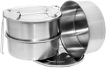 Paslanmaz Çelik 15x6cm 3 Kaplı Isıtılabilir Sefer Tası 3-4 Kişilik Yemek Taşıma Kabı 2.2 LT 750ml X3