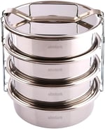 Paslanmaz Çelik 17x7cm 4 Kaplı Isıtılabilir Sefer Tası 5-6 Kişilik Yemek Taşıma Kabı 1000ml x4=4 LT