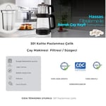 Paslanmaz Çelik Çay Makinesi Demlik içi Çay Süzgeci/Çayfiltresi 9cm çapı (Arçelik Makine Uyumlu)