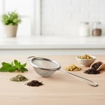 Paslanmaz Çelik Çay Süzgeci – İnce Tel Örgü Bitki Çayı ve Türk Çayı Süzgeci, Ergonomik Saplı, 5 cm Filtre Çapı