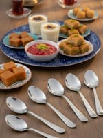 Paslanmaz Çelik Tatlı Kaşığı Seti, 6 Kişilik, Modern Tasarım, Kahve ve Tatlı Sunumları için Sofra Kaşığı