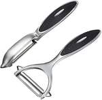 Patates, sebze, elma soyucu, mutfak için, meyve, havuç, sebze, patates soyucu, Y şeklinde ve I şeklinde paslanmaz çelik soyucu, ergonomik kaymaz saplı ve keskin bıçaklı, dayanıklı (2 parça)