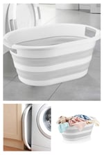 Pazar Kapısı Katlanabilir Silikon Akordiyon Çamaşır Sepeti Sele (40 Litre) - Seçenekler: 27 Litre, 40 Litre