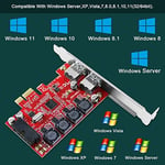 PCIE - 1X 19Pin USB 3.0 Başlık ve 2X USB-A Bağlantı Noktası, PCIE USB 3.0 5Gbps Genişletme Kartı Windows 11, 10, 8.1, 7, XP (32/64), Dahili Akıllı Güç Kontrol Teknolojisi (PCE-IN2EX2)