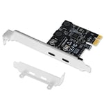 PCIE 2 Bağlantı Noktalı Süper Hızlı 5Gbps Max USB 3.1 Gen1 Tip C Kart, Windows 11, 10, 8.1, 8.0, 7, XP (32/64bit) ve Windows Server Masaüstü Bilgisayarlar, 2X USB-C 5Gbps Bağlantı Noktaları